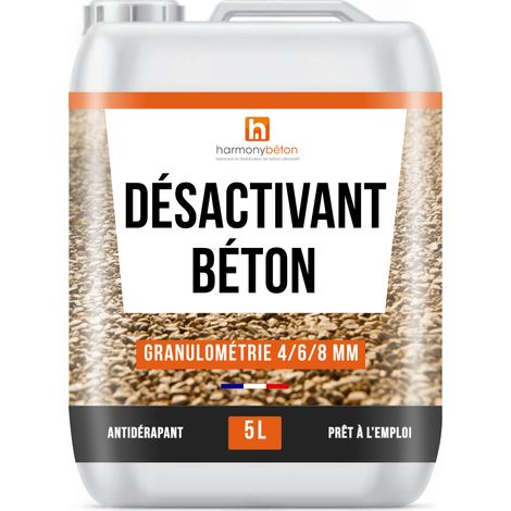 Béton désactivé 5 L – Désactivant surface extérieur antidérapant – Granulométrie 4/6/8 mm – Application facile pour allées et terrasses – Harmony Beton