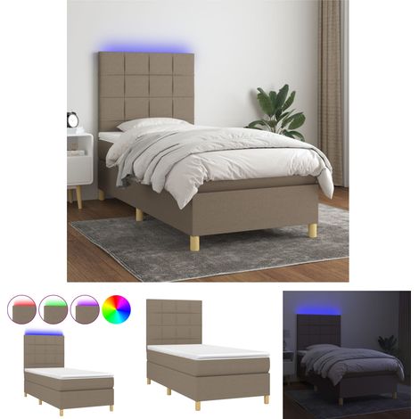 The Living Store - Boxspringbett mit Matratze & LED Taupe 80x200 cm Stoff (1/5)