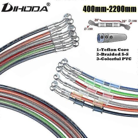 Tuyau de frein hydraulique universel pour moto 400 mm - 2200 mm, flexible tressé à 28 degrés avec raccord banjo de 10 mm (1100 mm) (1/5)
