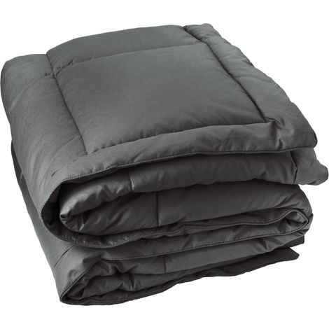 Edredon ou couvre-lit matelassé peau de pêche Oekotex Gris anthracite 240x260 cm