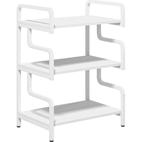 Supporto per Stampante Industriale a 3 Livelli, in Metallo e Truciolato, 55x40x77 cm, Bianco