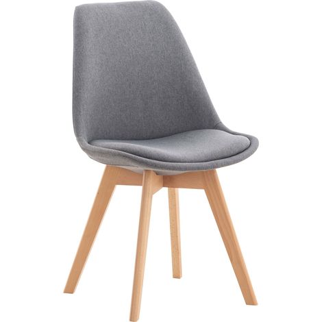 Chaise de salle à manger x1 design scandinave en tissu gris et pieds en bois clair 100002290