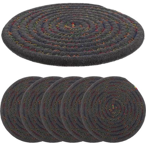 6 dessous de plat en coton, 18 cm, ronds (1/5)