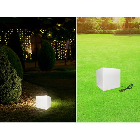 Gartenleuchte Würfel mit Erdspieß & 3m Kabel, IP65 - 30x30cm (1/5)