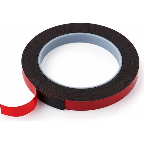 Ruban Adhésif Double Face Extra Fort Noir 10mm x 3m, Ruban Acrylique 1.1mm d'Épaisseur, Résistant à l'Eau et à la Chaleur pour Voiture, Maison, Bureau et Bandes LED (1/5)