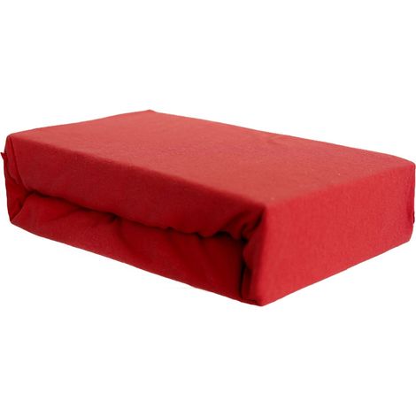 Jersey Spannbettlaken, 100% Baumwolle, 90-100x200 cm + 25 cm Rundumgummizug Rot