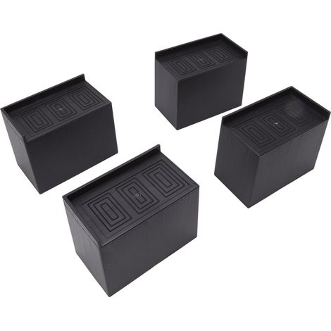 Lot de 4 rehausseurs robustes noirs de 12,7 cm (5 po) de côté, élargis et adaptés aux meubles de bureau. (1/5)