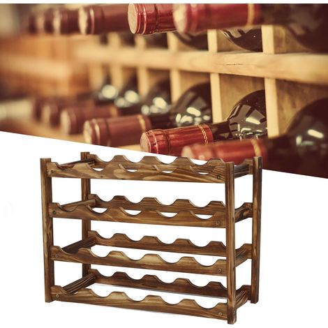 Minimalistisches und modernes Weinregal für Zuhause, aus Massivholz, 4 Etagen, Platz für 20 Flaschen, farbige Oberfläche. (1/5)