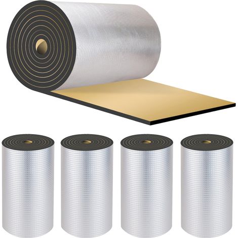 Lot de 4 ouates en mousse d'aluminium autocollantes, pour l'isolation du toit, l'isolation phonique des voitures, imperméables et ignifuges, 3m x 0,5m (1/5)