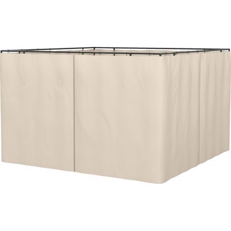 Irovami – 4 tende di ricambio per gazebo 3 x 3 m – Resistenti per aste e binari scorrevoli – Doppia cerniera – Protezione laterale – Beige