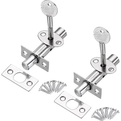 Ensemble de 2 verrous de sécurité de porte en acier inoxydable avec 2 clés étoiles, verrou de porte ovale à poignée pour pouce, antivol (1/5)