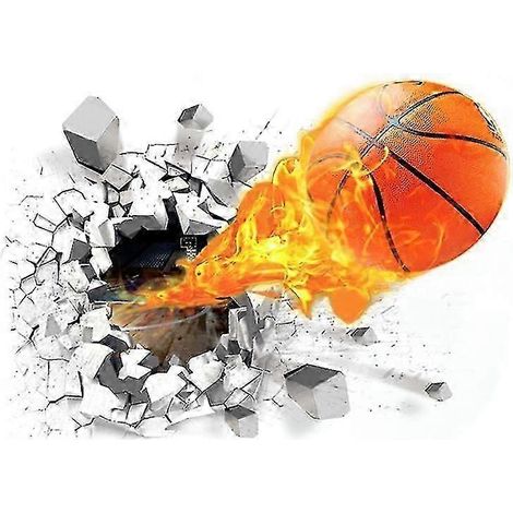 Stickers muraux 3D sur le thème du basket-ball pour chambre d'enfant - Stickers muraux sportifs amusants et amovibles - Décoration en PVC aux couleurs vives (1/2)