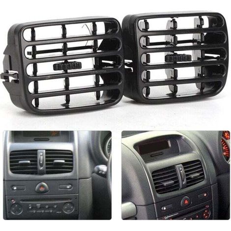 2 Grilles d´aération ventilation centrale noir du tableau de bord pour Clio MK2 1998‑2006 (1/4)