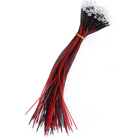50 Stück LED DC 9-12V 3 5 10mm Weiß Rot Blau Grün - Vorverdrahtete Dioden Klares Wasser (1/5)