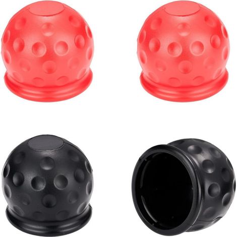 Lot de 4 caches de boule d'attelage 50mm, protection universelle, 2 noirs 2 rouges (1/5)