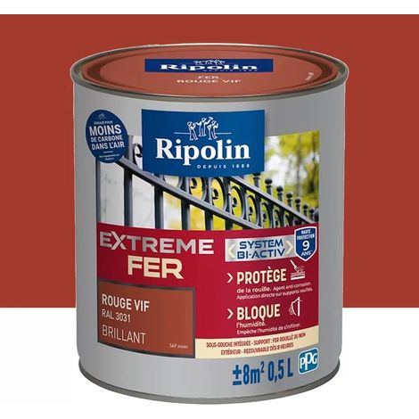 Peinture Fer RIPOLIN Extreme Fer Bi-Activ Rouge Vif 0,5 L (1/3)