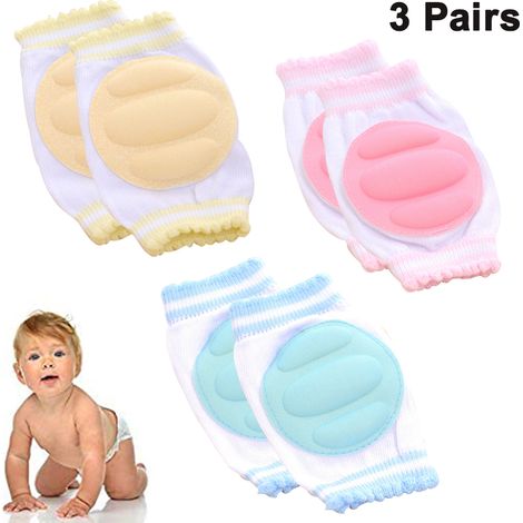 Genouillères Bébé - Anti-Dérapantes - Respirantes - Pour Ramper et Marcher - Coton Doux - 3 Paires - 11 x 9 cm (1/5)