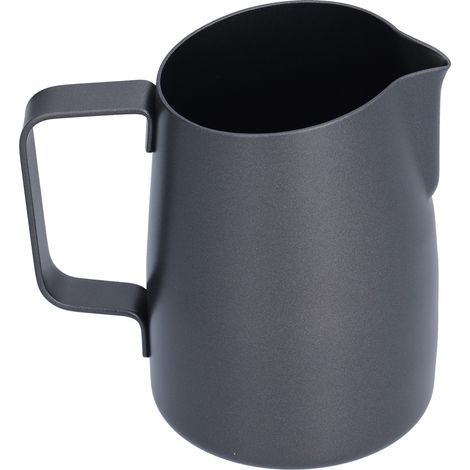 Pichet à lait inoxydable 304 avec bec verseur oblique 400ml noir PTFE pour mousse à lait accessoire café (1/5)