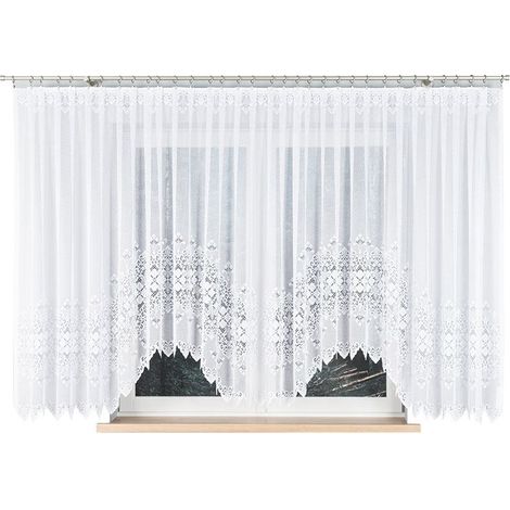 Nadia - Rideau jacquard prêt à poser avec fente en bas - 500 x 160 cm - blanc (1/5)