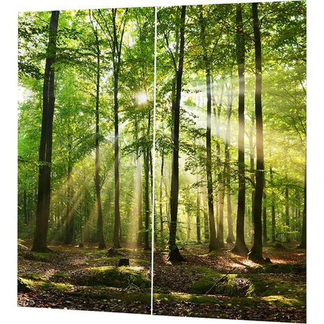Forest Sunlight décors d'impression d'ombrage Rideaux, Misty (1/5)