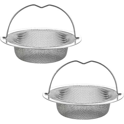(Modèle portable) Lot de 2 filtres d'évier de cuisine, crépine en acier inoxydable, empêche les cheveux de flotter, vidange rapide, pour évier de cuis (1/5)