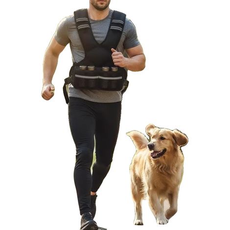 Chaleco lastrado, ajustable de 5 a 9,1 kg, con tira reflectante de seguridad, color negro. (1/2)