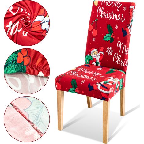 Randaco 12 Pz Natale sedia copre, Natale sedia copre tratto coprisedile alto schienale copre per Christmasel banchetto, rosso (1/5)