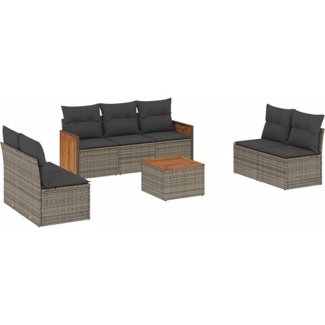 Maison Exclusive - 8-tlg. Garten-Sofagarnitur mit Kissen Grau Pol