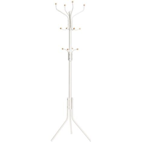 BUNTHAUS Portemanteau, Portant à Vêtement d’Entrée, en Métal, sur Pieds, 182 cm, avec 12 Crochets Arrondis, pour Vêtements, Manteaux, Chapeaux, Sacs, Blanc (1/5)