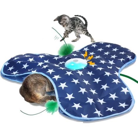 Jouet interactif pour chat Moorle – Jouet de cache-cache rechargeable pour chats d'intérieur, jouet à plumes activé par le mouvement et émettant des gazouillis. (1/5)