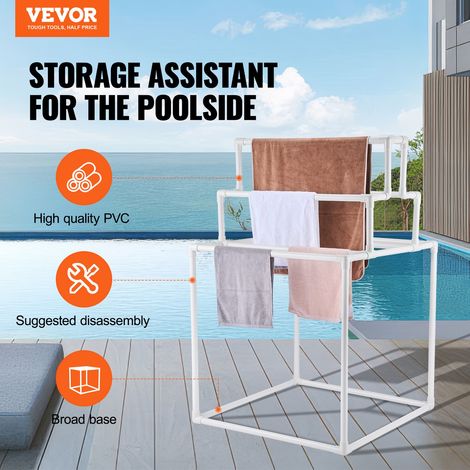 Porte-serviettes, 8 barres, support de serviette d'extérieur en PVC, porte-serviettes sur pied de piscine, organisateur de séchage… (1/5)