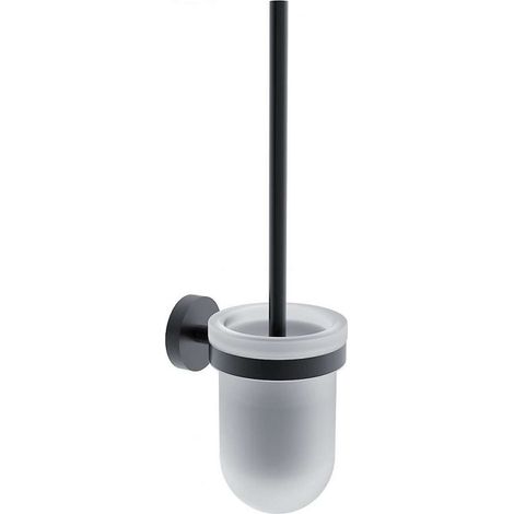 Nimco Unix - Escobilla de WC de pared, con soporte, cristal/negro mate UNC 13094WN-90