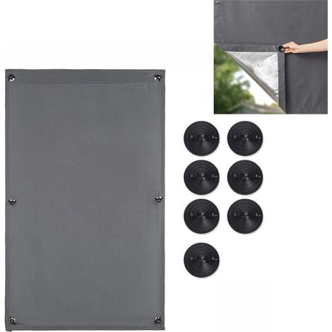 Rideau occultant, 1 pièce, 60 x 93 cm, gris foncé, portable avec ventouses, protection contre la lumière et le soleil, facile à installer, pour fenêtre et voyage (1/5)