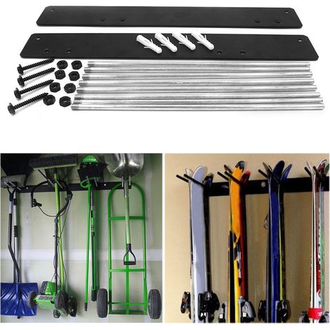 Porte Ski Support de Rrangement pour Planche Snowboard Outil de Jardin Balais Râteaux Fixation Murale