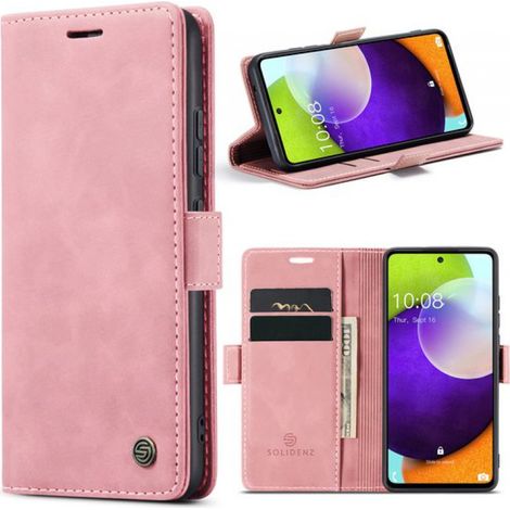 Schutzhülle für Samsung Galaxy A23 – Urban Bookcase A23 Hülle – A23 Handyhülle – A23 Hülle mit Kartenhalter – PU-Lederhülle – Kabelloses Laden – Pink (1/5)