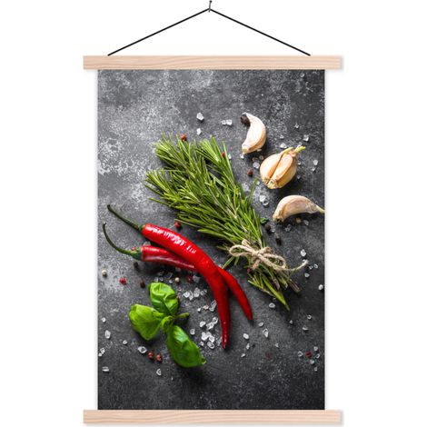 POSTER CON CORNICE MAGNETICA Pepe - Erbe - Spezie - Calcestruzzo 40x60 cm (1/3)