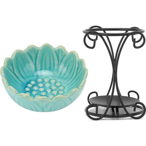 Diffuseur d'arômes en fer 70ml, brûleur d'huiles essentielles avec bol en céramique, pour intérieur, bureau, salle de sport, studio, décoration bleu (1/5)
