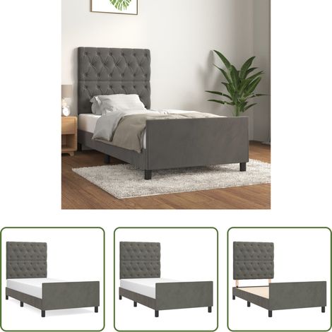 Kopfteil - Bettgestell ohne Matratze Dunkelgrau 80x200 cm Samt (1/5)