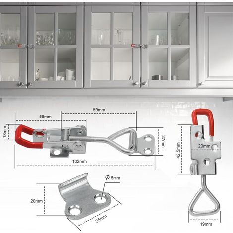 Set di 6 chiusure a leva regolabili in metallo per rimorchi, modello GH-4001 - Per porte, casse e rimorchi, con portata di 100 kg. (1/4)