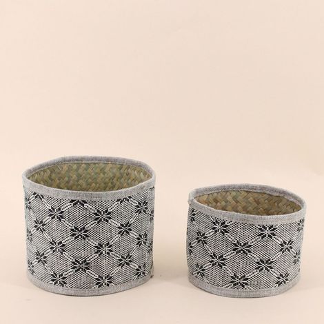 Set de 2 paniers beiges à motifs (1/5)