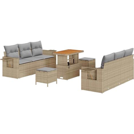 Maison Exclusive - Garten-Sofa-Set mit Kissen 9 pcs Beige und Hel