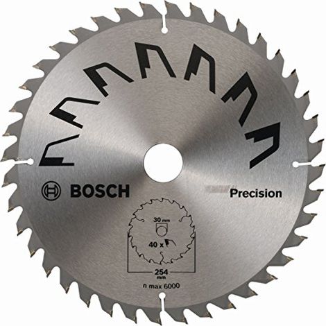 Bosch Accessories 2609256B59 Précision Lame de Scie Circulaire 40 Dents Carbure Coupe Nette Diamètre 254 mm Alésage 30 Largeur de Coupe 2,5 mm