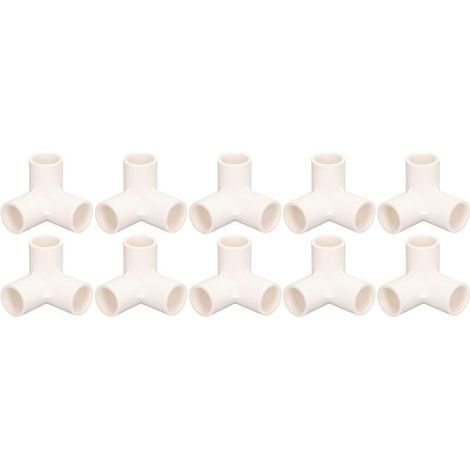 Raccords de tuyauterie à 3 voies Connecteur coudé en plastique PVC 25 mm diamètre intérieur pour conduites d'eau Connexions tente serre meubles 10 pièces Durable haute (Blanche) Blanche - (1/4)