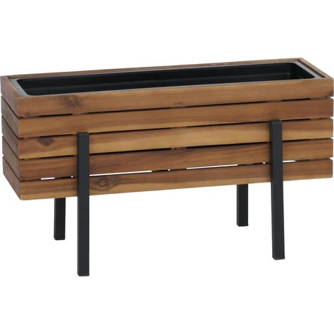 Jardiniére HWC-P88, bac à fleurs, pour l'intérieur et l'extérieur, en bois d'acacia certifié MVG, 35 (1/5)