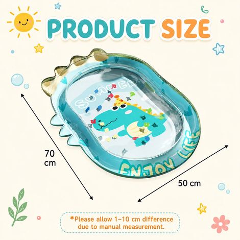 Tapis d'eau gonflable dinosaure (70 x 50 cm), tapis sensoriel à remplir d'eau, jouet d'éveil pour bébés et jeunes enfants (1/5)
