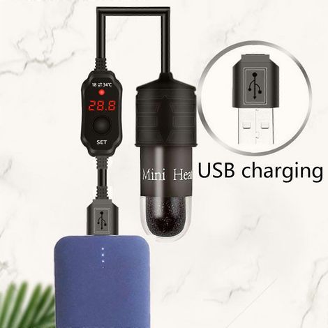 Petit chauffage submersible pour aquarium, température réglable de 18 à 34 °C, chargement USB (1/4)