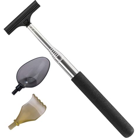 Raclette Acier Télescopique Voiture pour et Vitres Manche Caoutchouc en Inoxydable Outil Pratique pour Nettoyer Pare-Brise Rétroviseur Arrière (1/5)