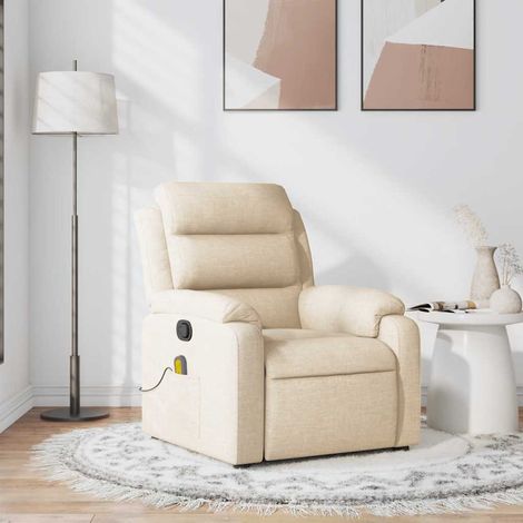 Sillón de masaje reclinable de tela crema vidaXL