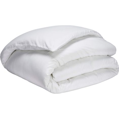 Housse de couette blanc 100% satin de coton 260x240 cm (1/2)