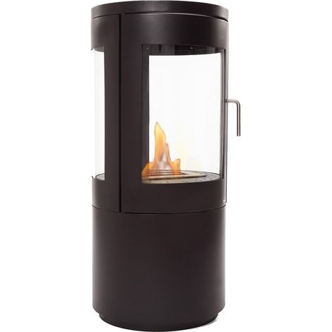 Purline – Poêle à éthanol noir 43x43x95cm – Acier inoxydable – Réservoir 2L – Évacuation sans fumée – Pour intérieur et extérieur (1/5)